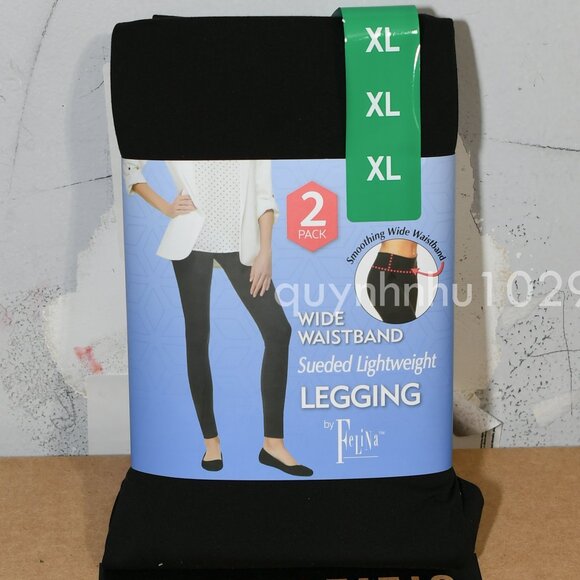 Felina Pants - Felina wide waistband sueded lightweight legging 2 pack